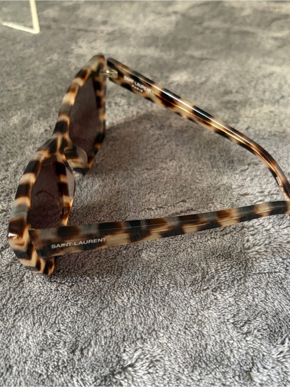 Saint Laurent Tortoiseshell Square-Edge Sunglasses with Brown Lenses - Picture 9 of 13